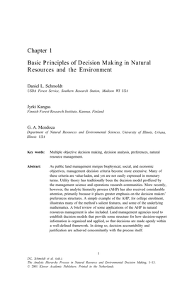 Chapter 1 Basic Principles of Decision Making in Natural Resources and the Environment