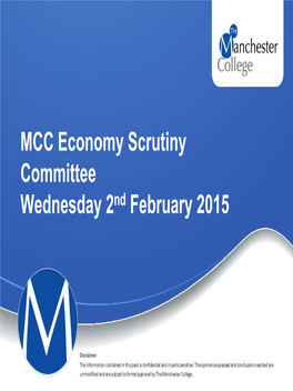 Presentation on the Manchester College to Economy Scrutiny