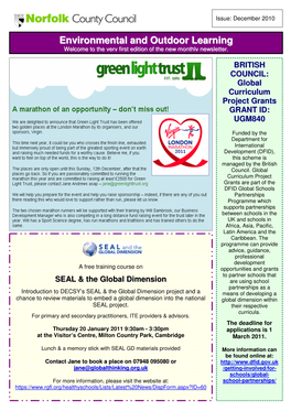 Environmental and Outdoor Learning Welcome to the Very First Edition of the New Monthly Newsletter