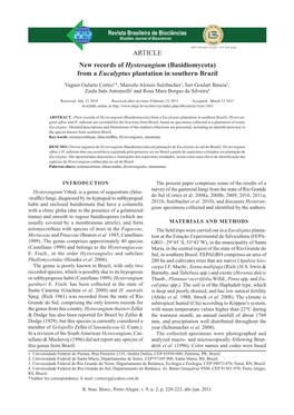 ARTICLE New Records of Hysterangium (Basidiomycota) from a Eucalyptus Plantation in Southern Brazil