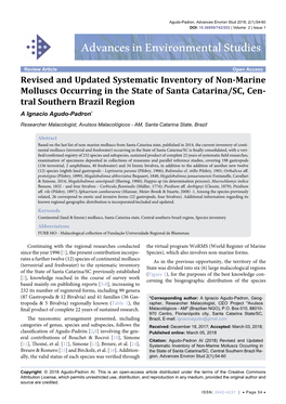 Revised and Updated Systematic Inventory of Non-Marine Molluscs