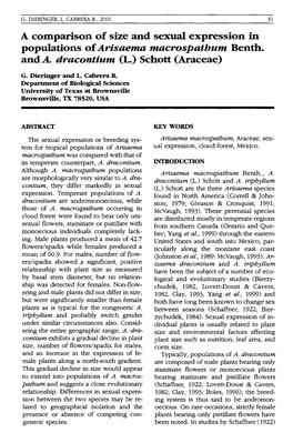 A Comparison of Size and Sexual Expression in Populations of Arisaema Macrospathum Benth