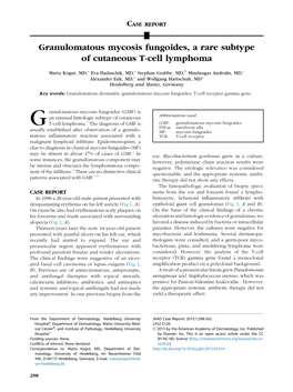 Granulomatous Mycosis Fungoides, a Rare Subtype of Cutaneous T-Cell Lymphoma