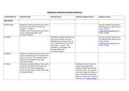 Dementia Services Across Norfolk