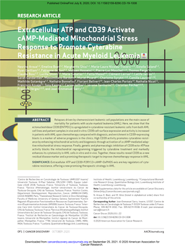 Extracellular ATP and CD39 Activate Camp-Mediated Mitochondrial Stress Response to Promote Cytarabine Resistance in Acute Myeloid Leukemia