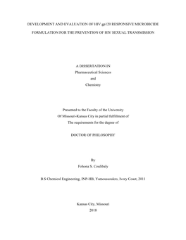 DEVELOPMENT and EVALUATION of HIV Gp120 RESPONSIVE MICROBICIDE