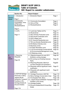 Report Table of Contents