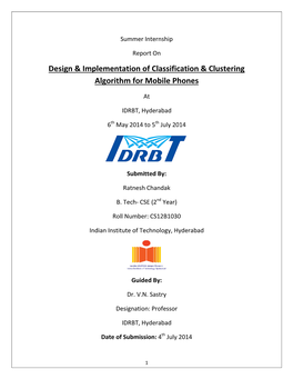 Design & Implementation of Classification & Clustering