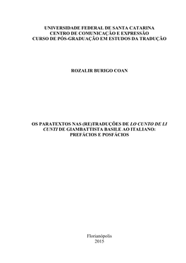 Universidade Federal De Santa Catarina Centro De Comunicação E Expressão Curso De Pós-Graduação Em Estudos Da Tradução