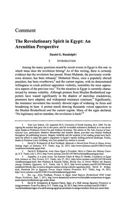 The Revolutionary Spirit in Egypt: an Arendtian Perspective