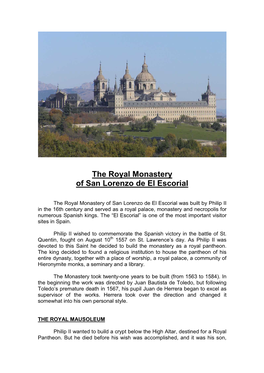 The Royal Monastery of San Lorenzo De El Escorial