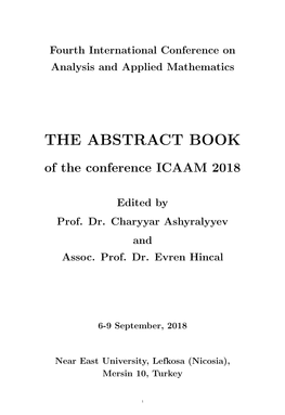 THE ABSTRACT BOOK of the Conference ICAAM 2018