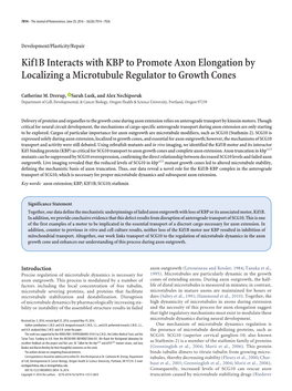 Kif1b Interacts with KBP to Promote Axon Elongation by Localizing a Microtubule Regulator to Growth Cones