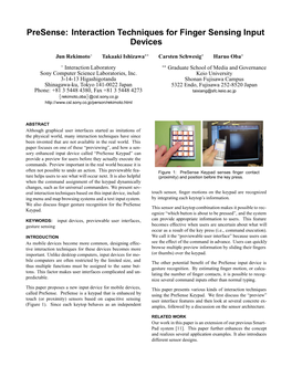 Interaction Techniques for Finger Sensing Input Devices