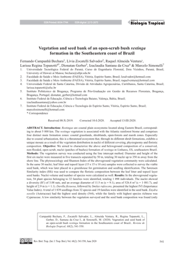 Vegetation and Seed Bank of an Open-Scrub Bush Restinga Formation in the Southeastern Coast of Brazil