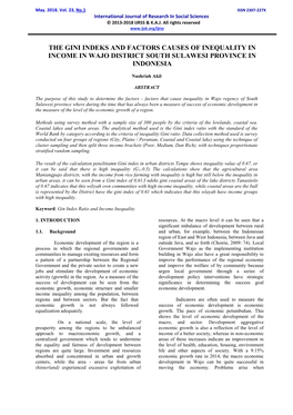 The Gini Indeks and Factors Causes of Inequality in Income in Wajo District South Sulawesi Province in Indonesia