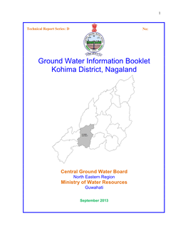 Ground Water Information Booklet Kohima District, Nagaland