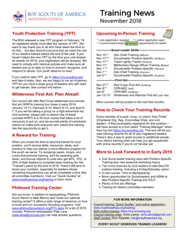 Training News for Mayflower Council