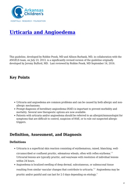 Urticaria and Angioedema