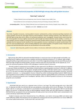 Improved Mechanical Properties of Alcrfeni High-Entropy Alloy with Gradient Structure