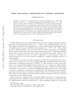 Toric Polynomial Generators of Complex Cobordism
