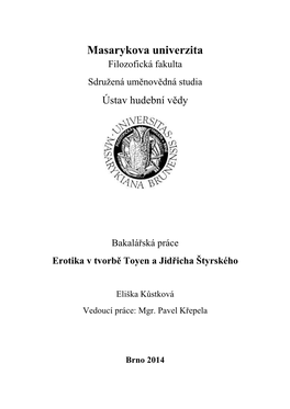 Erotika V Tvorbě Toyen a Jindřicha Štyrského Zpracovala Sama