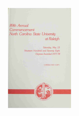 89Th Annual Commencement North Carolina State University at Raleigh