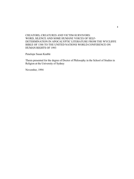 Determination in Apocalyptic Literature from the Wycliffe Bible of 1388 to the United Nations World Conference on Human Rights of 1993