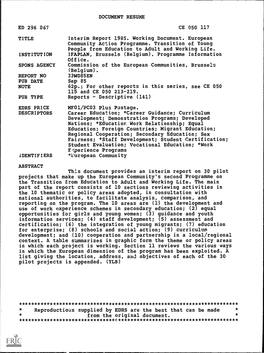 DOCUMENT RESUME ED 296 067 CE 050 117 TITLE Interim Report