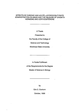 EFFECTS of CHRONIC and ACUTE Y-HYDROXYBUTYRATE ADMINISTRATION on MASS and the RELEASE of GROWTH HORMONE and CORTICOSTERONE