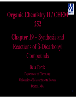 Organic Chemistry II / CHEM 252 Chapter 19 – Synthesis And