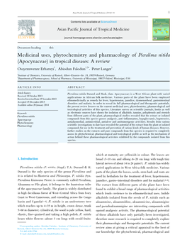 Medicinal Uses, Phytochemistry and Pharmacology of Picralima Nitida