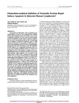 Fludarabine-Mediated Inhibition of Nucleotide Excision Repair Induces Apoptosis in Quiescent Human Lymphocytes1