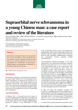 Supraorbital Nerve Schwannoma in a Young Chinese Man: a Case Report