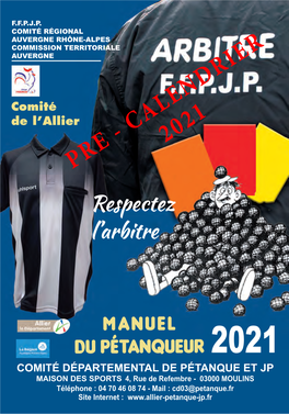 PRE - CALENDRIER Respectez L’Arbitre