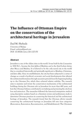 The Influence of Ottoman Empire on the Conservation of the Architectural Heritage in Jerusalem