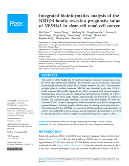 Integrated Bioinformatics Analysis of the NEDD4 Family Reveals a Prognostic Value of NEDD4L in Clear-Cell Renal Cell Cancer