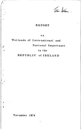 Wetlands of Internationaland National Importance in the REPUBLIC of IRELAND