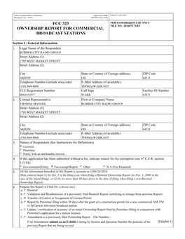 Fcc 323 Ownership Report for Commercial Broadcast