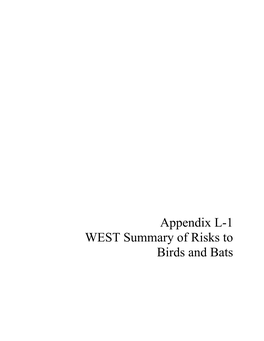Appendix L-1 WEST Summary of Risks to Birds and Bats