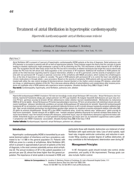 Treatment of Atrial Fibrillation in Hypertrophic Cardiomyopathy Hipertrofik Kardiyomiyopatide Atriyal Fibrilasyonun Tedavisi