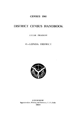 District Census Handbook, 41-Gonda, Uttar Pradesh