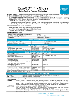 Eco-SCT™ - Gloss Static Control Topcoat Dissipative