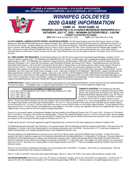 Winnipeg Goldeyes 2020 Game Information