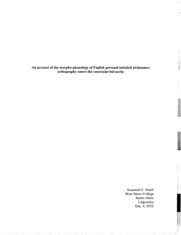 An Account of the Morpho-Phonology of English Personal Initialed Nicknames: Orthography Enters the Constraint Hierarchy