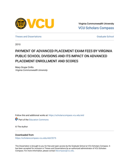 Payment of Advanced Placement Exam Fees by Virginia Public School Divisions and Its Impact on Advanced Placement Enrollment and Scores