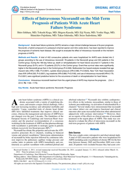 Effects of Intravenous Nicorandil on the Mid-Term Prognosis of Patients