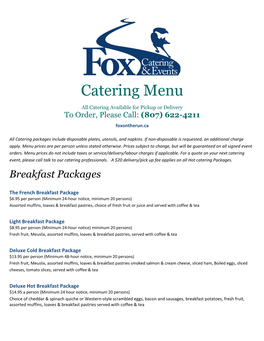 Catering Menu