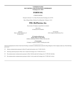 FORM 8-K PDL Biopharma, Inc