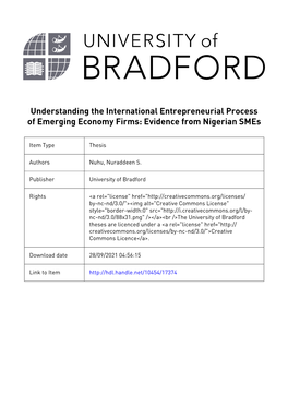 Understanding the International Entrepreneurial Process of Emerging Economy Firms: Evidence from Nigerian Smes